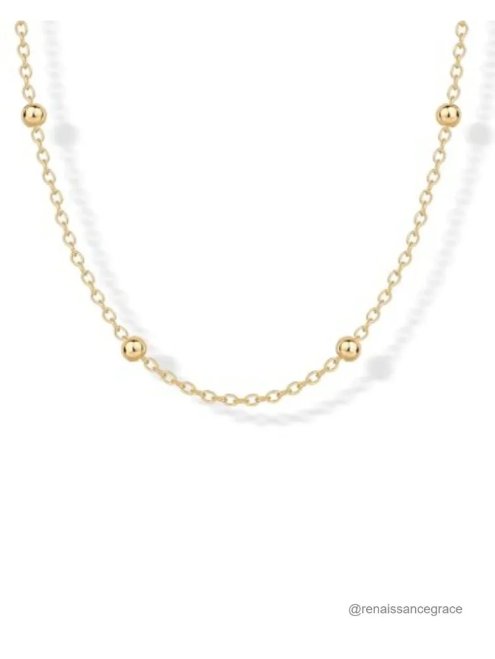 Gold Plated Beaded Chain Necklace, Dainty Ball Choker